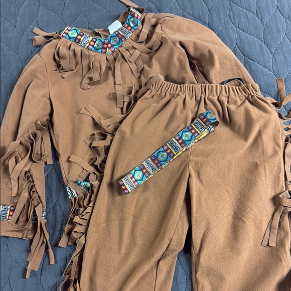 Brown Fringe Costume Set with Patterned Trim - Picture 1 of 2